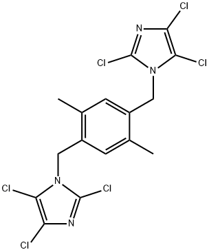 2,4,5-trichloro-1-{2,5-dimethyl-4-[(2,4,5-trichloro-1H-imidazol-1-yl)methyl]benzyl}-1H-imidazole Struktur