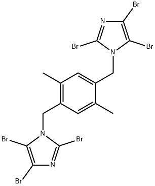 2,4,5-tribromo-1-{2,5-dimethyl-4-[(2,4,5-tribromo-1H-imidazol-1-yl)methyl]benzyl}-1H-imidazole Struktur