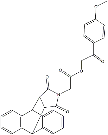 2-(4-methoxyphenyl)-2-oxoethyl (16,18-dioxo-17-azapentacyclo[6.6.5.0~2,7~.0~9,14~.0~15,19~]nonadeca-2,4,6,9,11,13-hexaen-17-yl)acetate Struktur