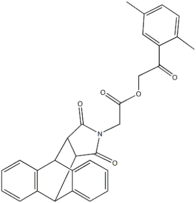 2-(2,5-dimethylphenyl)-2-oxoethyl (16,18-dioxo-17-azapentacyclo[6.6.5.0~2,7~.0~9,14~.0~15,19~]nonadeca-2,4,6,9,11,13-hexaen-17-yl)acetate Struktur