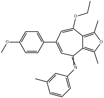 N-[8-ethoxy-6-(4-methoxyphenyl)-1,3-dimethyl-4H-cyclohepta[c]furan-4-ylidene]-N-(3-methylphenyl)amine Struktur