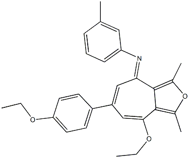 N-[8-ethoxy-6-(4-ethoxyphenyl)-1,3-dimethyl-4H-cyclohepta[c]furan-4-ylidene]-N-(3-methylphenyl)amine Struktur