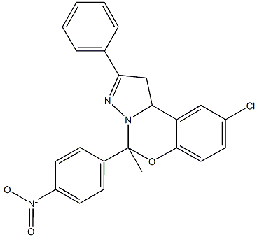 9-chloro-5-{4-nitrophenyl}-5-methyl-2-phenyl-1,10b-dihydropyrazolo[1,5-c][1,3]benzoxazine Struktur