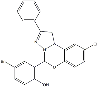 4-bromo-2-(9-chloro-2-phenyl-1,10b-dihydropyrazolo[1,5-c][1,3]benzoxazin-5-yl)phenol Struktur