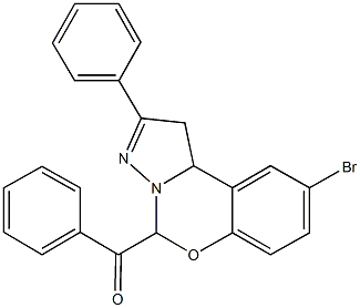 (9-bromo-2-phenyl-1,10b-dihydropyrazolo[1,5-c][1,3]benzoxazin-5-yl)(phenyl)methanone Struktur