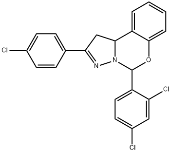 2-(4-chlorophenyl)-5-(2,4-dichlorophenyl)-1,10b-dihydropyrazolo[1,5-c][1,3]benzoxazine Struktur