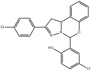 4-chloro-2-[2-(4-chlorophenyl)-1,10b-dihydropyrazolo[1,5-c][1,3]benzoxazin-5-yl]phenol Struktur