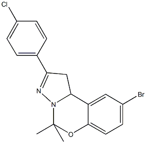 9-bromo-2-(4-chlorophenyl)-5,5-dimethyl-1,10b-dihydropyrazolo[1,5-c][1,3]benzoxazine Struktur