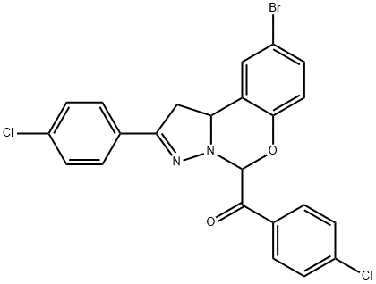 [9-bromo-2-(4-chlorophenyl)-1,10b-dihydropyrazolo[1,5-c][1,3]benzoxazin-5-yl](4-chlorophenyl)methanone Struktur