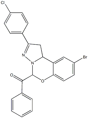 [9-bromo-2-(4-chlorophenyl)-1,10b-dihydropyrazolo[1,5-c][1,3]benzoxazin-5-yl](phenyl)methanone Struktur