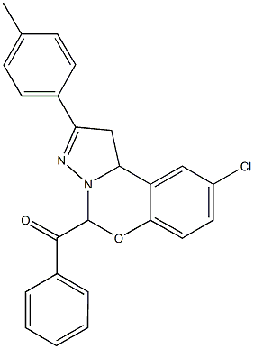 [9-chloro-2-(4-methylphenyl)-1,10b-dihydropyrazolo[1,5-c][1,3]benzoxazin-5-yl](phenyl)methanone Struktur