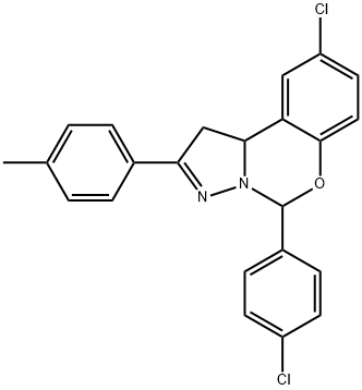 9-chloro-5-(4-chlorophenyl)-2-(4-methylphenyl)-1,10b-dihydropyrazolo[1,5-c][1,3]benzoxazine Struktur