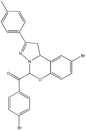 [9-bromo-2-(4-methylphenyl)-1,10b-dihydropyrazolo[1,5-c][1,3]benzoxazin-5-yl](4-bromophenyl)methanone Struktur