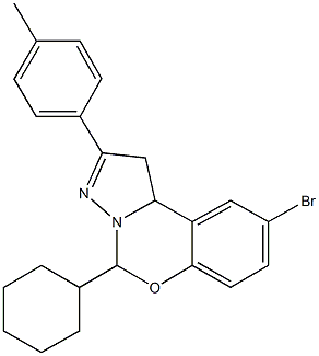 9-bromo-5-cyclohexyl-2-(4-methylphenyl)-1,10b-dihydropyrazolo[1,5-c][1,3]benzoxazine Struktur