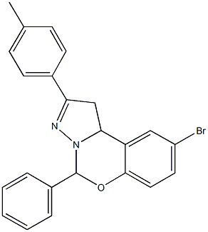 9-bromo-2-(4-methylphenyl)-5-phenyl-1,10b-dihydropyrazolo[1,5-c][1,3]benzoxazine Struktur