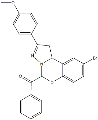 {9-bromo-2-[4-(methyloxy)phenyl]-1,10b-dihydropyrazolo[1,5-c][1,3]benzoxazin-5-yl}(phenyl)methanone Struktur