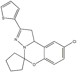 9'-chloro-2'-(2-thienyl)-1',10'b-dihydrospiro(cyclopentane-1,5'-pyrazolo[1,5-c][1,3]benzoxazine) Struktur