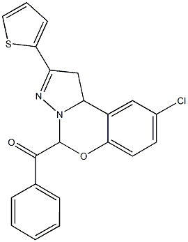 (9-chloro-2-thien-2-yl-1,10b-dihydropyrazolo[1,5-c][1,3]benzoxazin-5-yl)(phenyl)methanone Struktur