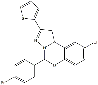 5-(4-bromophenyl)-9-chloro-2-(2-thienyl)-1,10b-dihydropyrazolo[1,5-c][1,3]benzoxazine Struktur