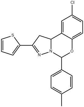 9-chloro-5-(4-methylphenyl)-2-(2-thienyl)-1,10b-dihydropyrazolo[1,5-c][1,3]benzoxazine Struktur