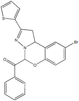 (9-bromo-2-thien-2-yl-1,10b-dihydropyrazolo[1,5-c][1,3]benzoxazin-5-yl)(phenyl)methanone Struktur