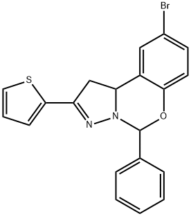 9-bromo-5-phenyl-2-thien-2-yl-1,10b-dihydropyrazolo[1,5-c][1,3]benzoxazine Struktur