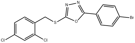 2-(4-bromophenyl)-5-{[(2,4-dichlorophenyl)methyl]sulfanyl}-1,3,4-oxadiazole Struktur