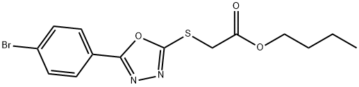 butyl {[5-(4-bromophenyl)-1,3,4-oxadiazol-2-yl]sulfanyl}acetate Struktur