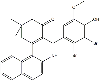 5-(2,3-dibromo-4-hydroxy-5-methoxyphenyl)-2,2-dimethyl-2,3,5,6-tetrahydrobenzo[a]phenanthridin-4(1H)-one Struktur