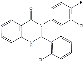 3-(3-chloro-4-fluorophenyl)-2-(2-chlorophenyl)-2,3-dihydro-4(1H)-quinazolinone Struktur