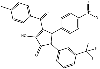 3-hydroxy-5-{4-nitrophenyl}-4-[(4-methylphenyl)carbonyl]-1-[3-(trifluoromethyl)phenyl]-1,5-dihydro-2H-pyrrol-2-one Struktur