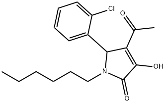 4-acetyl-5-(2-chlorophenyl)-1-hexyl-3-hydroxy-1,5-dihydro-2H-pyrrol-2-one Struktur