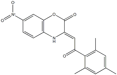 7-nitro-3-(2-mesityl-2-oxoethylidene)-3,4-dihydro-2H-1,4-benzoxazin-2-one Struktur