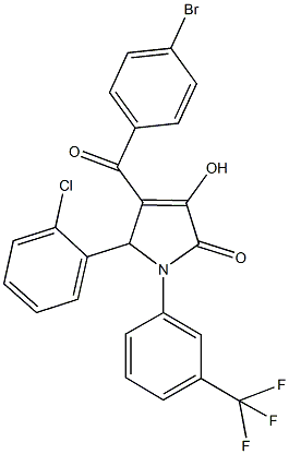 4-[(4-bromophenyl)carbonyl]-5-(2-chlorophenyl)-3-hydroxy-1-[3-(trifluoromethyl)phenyl]-1,5-dihydro-2H-pyrrol-2-one Struktur