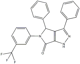 3,4-diphenyl-5-[3-(trifluoromethyl)phenyl]-4,5-dihydropyrrolo[3,4-c]pyrazol-6(1H)-one Struktur