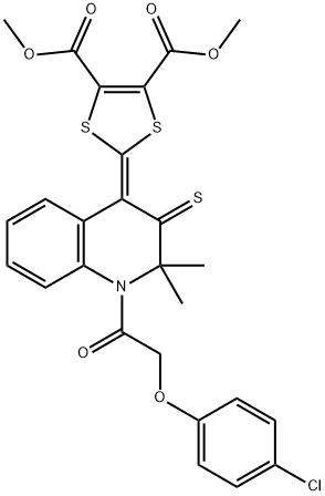 dimethyl 2-(1-[(4-chlorophenoxy)acetyl]-2,2-dimethyl-3-thioxo-2,3-dihydro-4(1H)-quinolinylidene)-1,3-dithiole-4,5-dicarboxylate Struktur