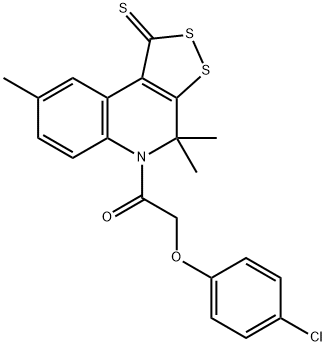 5-[(4-chlorophenoxy)acetyl]-4,4,8-trimethyl-4,5-dihydro-1H-[1,2]dithiolo[3,4-c]quinoline-1-thione Struktur