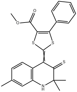 methyl 5-phenyl-2-(2,2,7-trimethyl-3-thioxo-2,3-dihydro-4(1H)-quinolinylidene)-1,3-dithiole-4-carboxylate Struktur