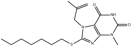 8-(heptylsulfanyl)-3-methyl-7-(2-methyl-2-propenyl)-3,7-dihydro-1H-purine-2,6-dione Struktur