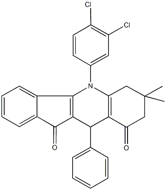 5-(3,4-dichlorophenyl)-7,7-dimethyl-10-phenyl-6,7,8,10-tetrahydro-5H-indeno[1,2-b]quinoline-9,11-dione Struktur