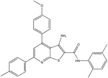 3-amino-N-(2,5-dimethylphenyl)-4-(4-methoxyphenyl)-6-(4-methylphenyl)thieno[2,3-b]pyridine-2-carboxamide Struktur