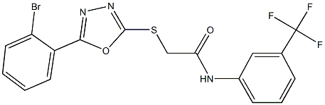 2-{[5-(2-bromophenyl)-1,3,4-oxadiazol-2-yl]sulfanyl}-N-[3-(trifluoromethyl)phenyl]acetamide Struktur