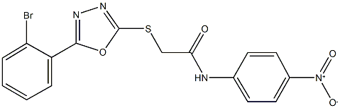 2-{[5-(2-bromophenyl)-1,3,4-oxadiazol-2-yl]sulfanyl}-N-{4-nitrophenyl}acetamide Struktur