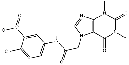 N-{4-chloro-3-nitrophenyl}-2-(1,3-dimethyl-2,6-dioxo-1,2,3,6-tetrahydro-7H-purin-7-yl)acetamide Struktur