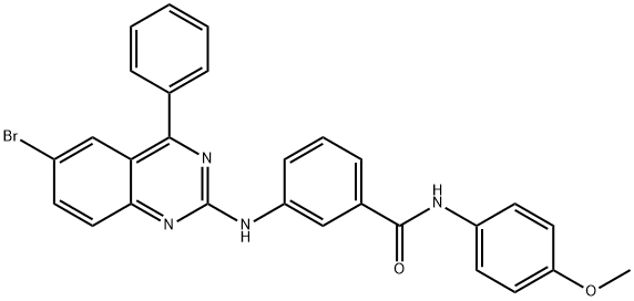 3-[(6-bromo-4-phenylquinazolin-2-yl)amino]-N-(4-methoxyphenyl)benzamide Struktur