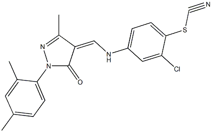 2-chloro-4-({[1-(2,4-dimethylphenyl)-3-methyl-5-oxo-1,5-dihydro-4H-pyrazol-4-ylidene]methyl}amino)phenyl thiocyanate Struktur