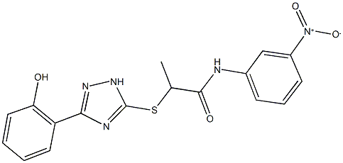 N-{3-nitrophenyl}-2-{[3-(2-hydroxyphenyl)-1H-1,2,4-triazol-5-yl]sulfanyl}propanamide Struktur