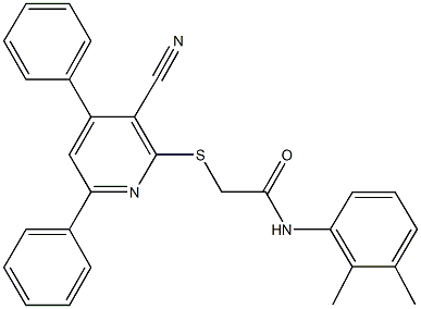 2-[(3-cyano-4,6-diphenyl-2-pyridinyl)sulfanyl]-N-(2,3-dimethylphenyl)acetamide Struktur