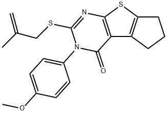 3-(4-methoxyphenyl)-2-[(2-methyl-2-propenyl)sulfanyl]-3,5,6,7-tetrahydro-4H-cyclopenta[4,5]thieno[2,3-d]pyrimidin-4-one Struktur