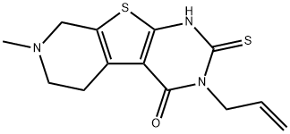 3-allyl-7-methyl-2-sulfanyl-5,6,7,8-tetrahydropyrido[4',3':4,5]thieno[2,3-d]pyrimidin-4(3H)-one Struktur